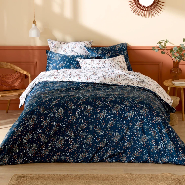 2-delige bedlinnenset, gebloemd satijn katoen 110 thread-count, overtrek en kussensloop