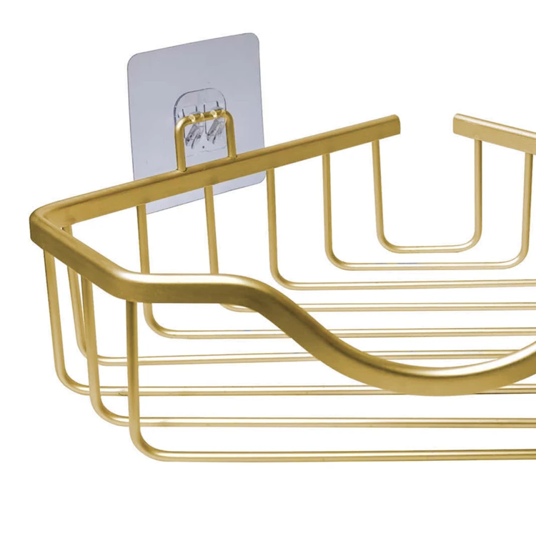 Panier de douche d'angle adhésif en aluminium sans perçage