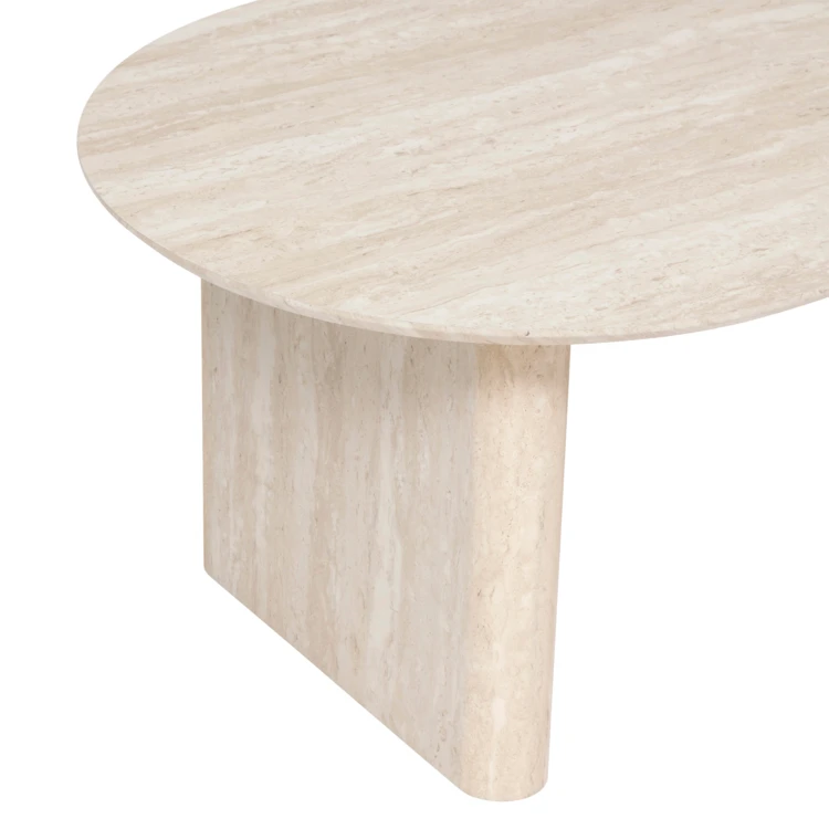 Table basse ovale effet travertin