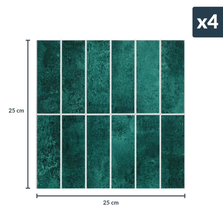 Set van 4 zelfklevende 3D-wandpanelen met tegeleffect