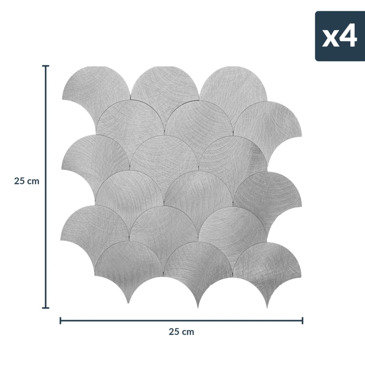 Lot de 4 crédences adhésives murales 3D effet écailles