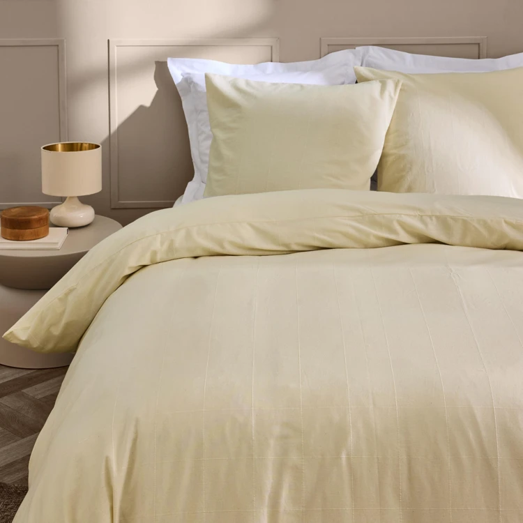 Juego de cama de algodón lavado con estampado de cuadros jacquard