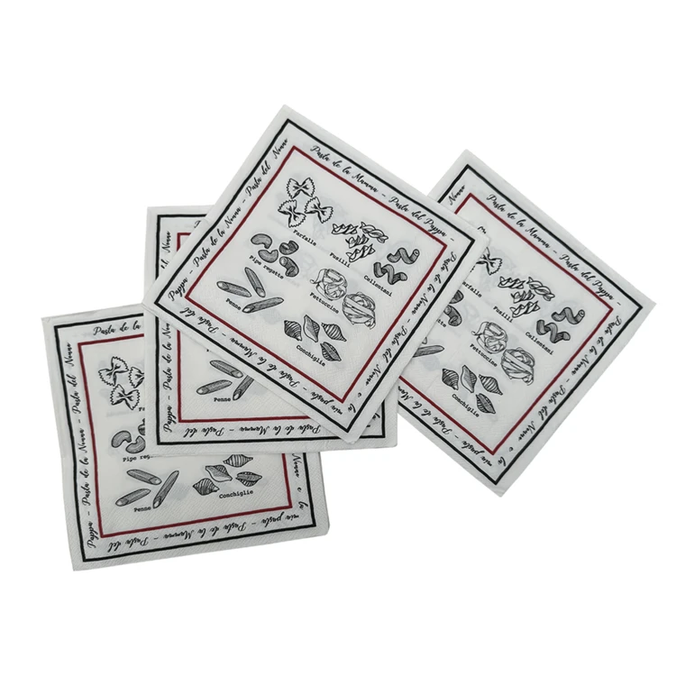 Lot de 20 serviettes en papier motif pâtes
