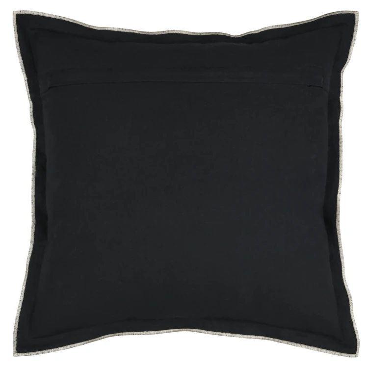 Coussin coton volant plat feston noir