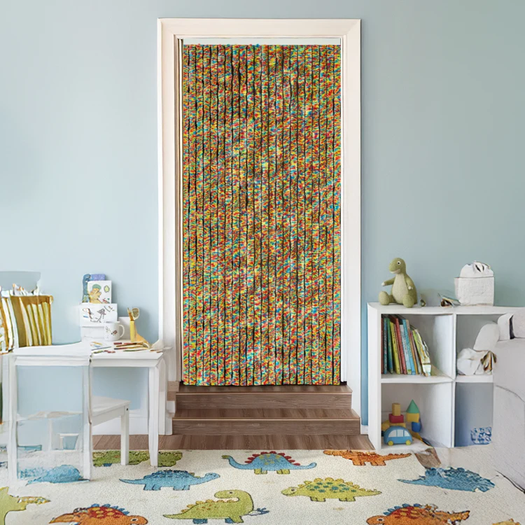 Rideau de porte chenilles multicolores