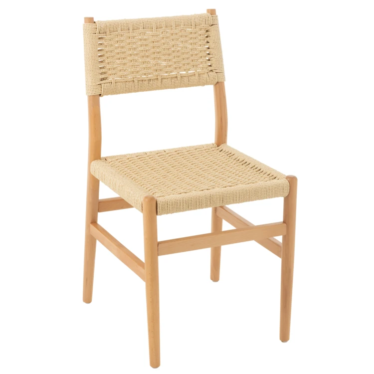 Chaise salle à manger en bois de hêtre et corde