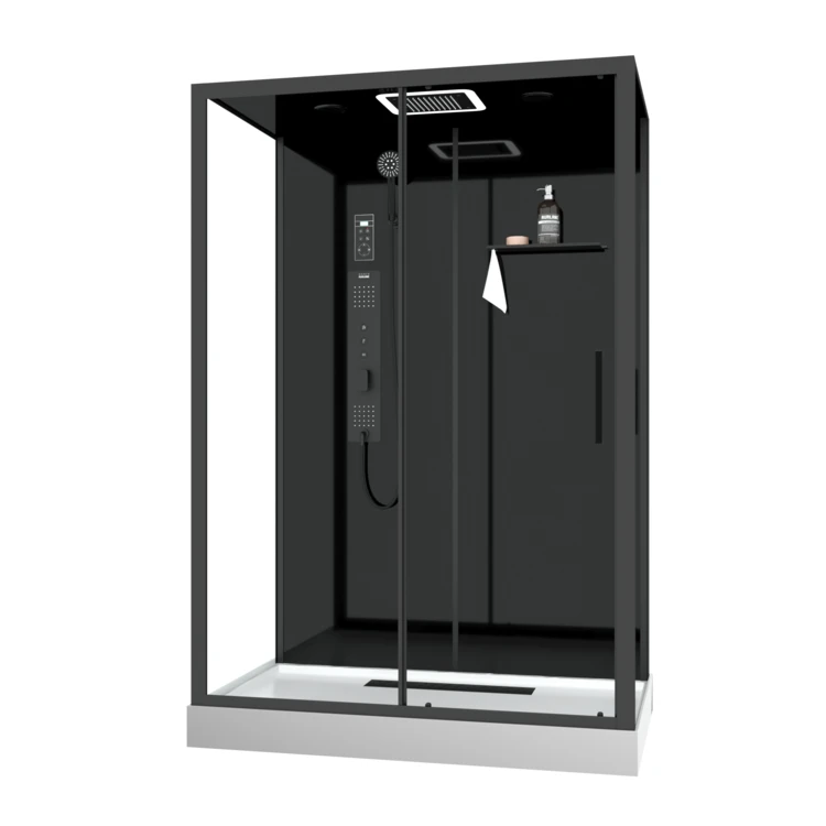 Cabine de douche hydromassante rectangulaire XXL avec porte coulissante et panneau de contrôle tactile