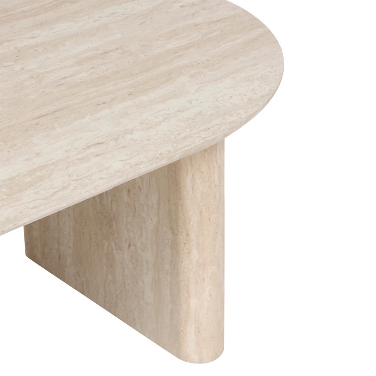 Table basse ovale effet travertin