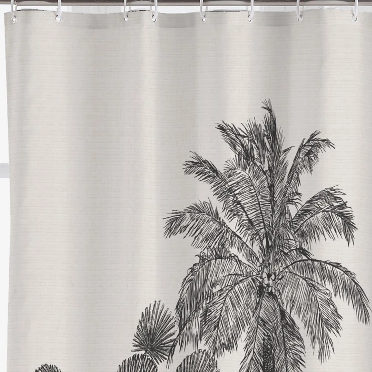 Rideau de douche imprimé tropical avec crochets
