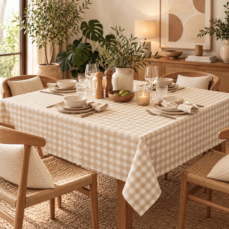 Nappe carrée en coton vichy