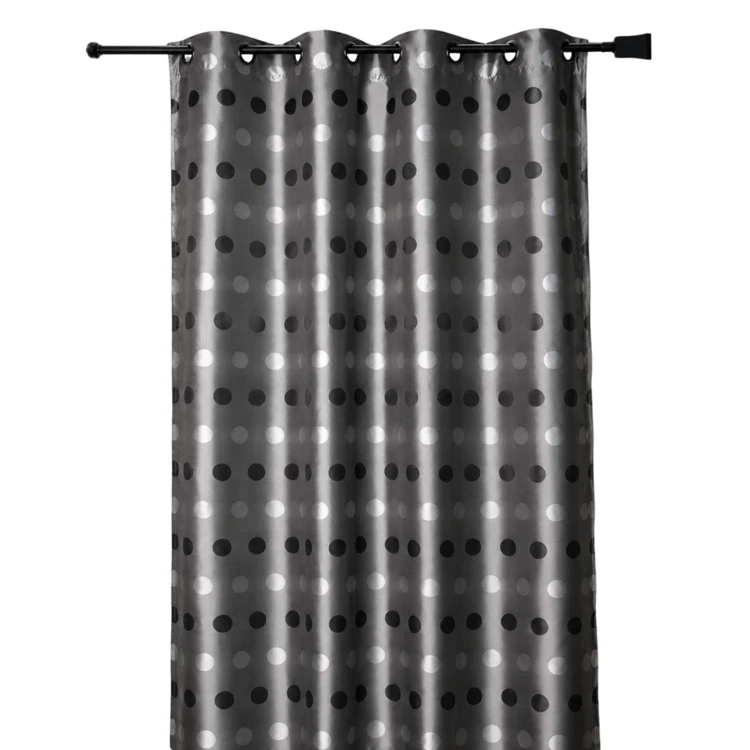 Cortina jacquard com bolinhas tom sobre tom