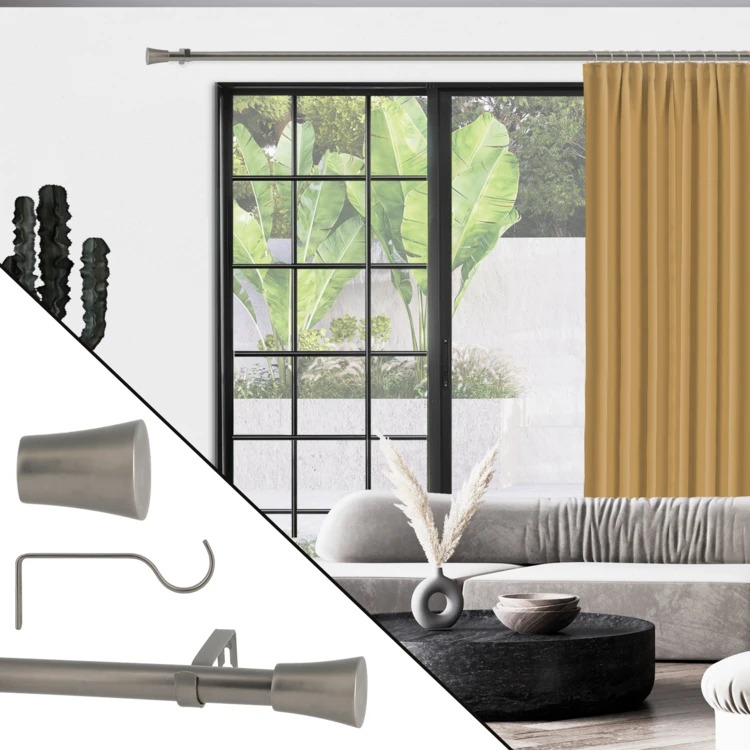 Kit de varão para cortinados extensível D28/25 com remates em metal