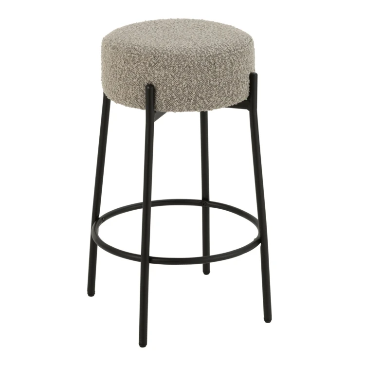 Barhocker aus Bouclé-Stoff und Metall