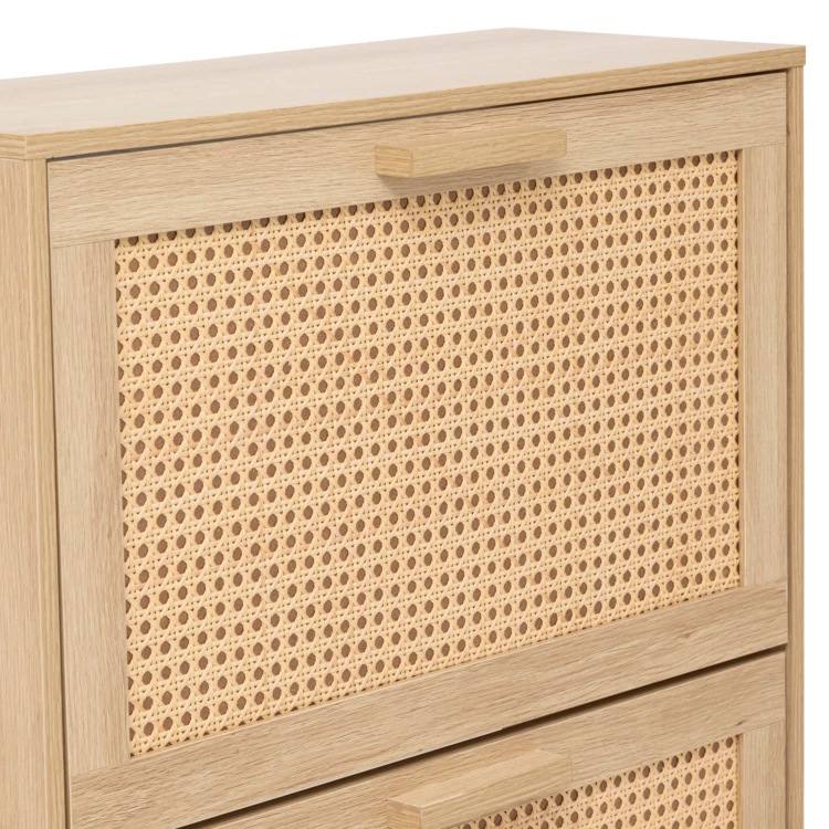 Schuhschrank mit 3 Klappen und Geflechtfronten