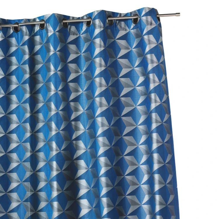Cortina opaca em jacquard com motivos geométricos
