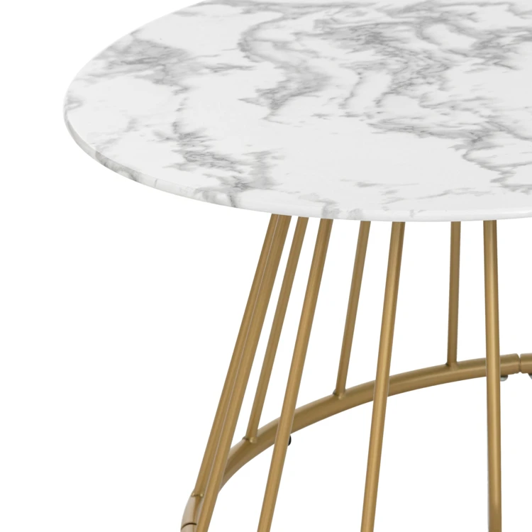Table basse ronde en verre trempé effet marbre