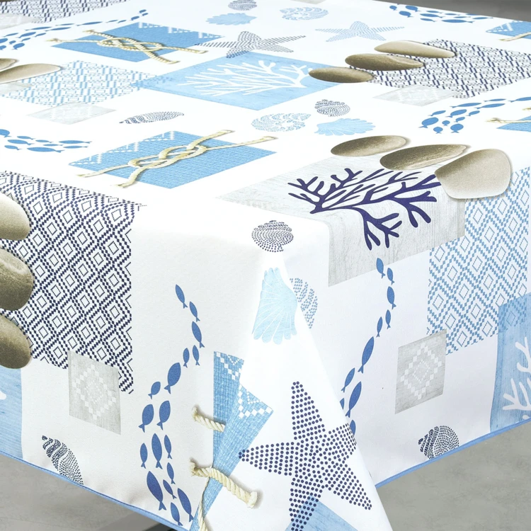 Mantel rectangular antimanchas con estampado estilo marinero