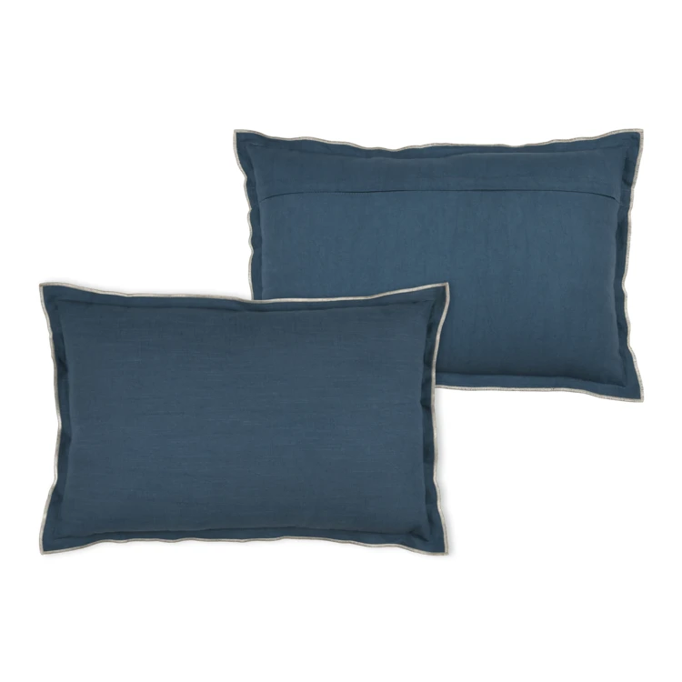 Coussin coton volant plat feston noir