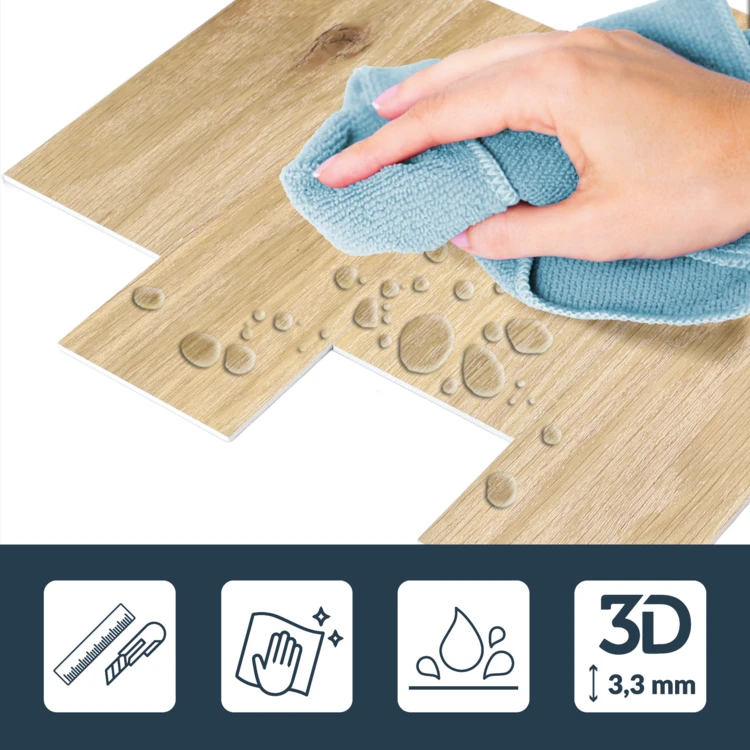 Set van 4 zelfklevende 3D-wandpanelen met houteffect