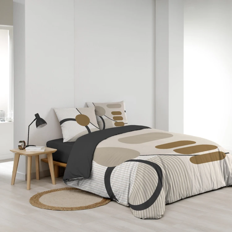 Juego de cama geométrico de algodón estampado por las dos caras