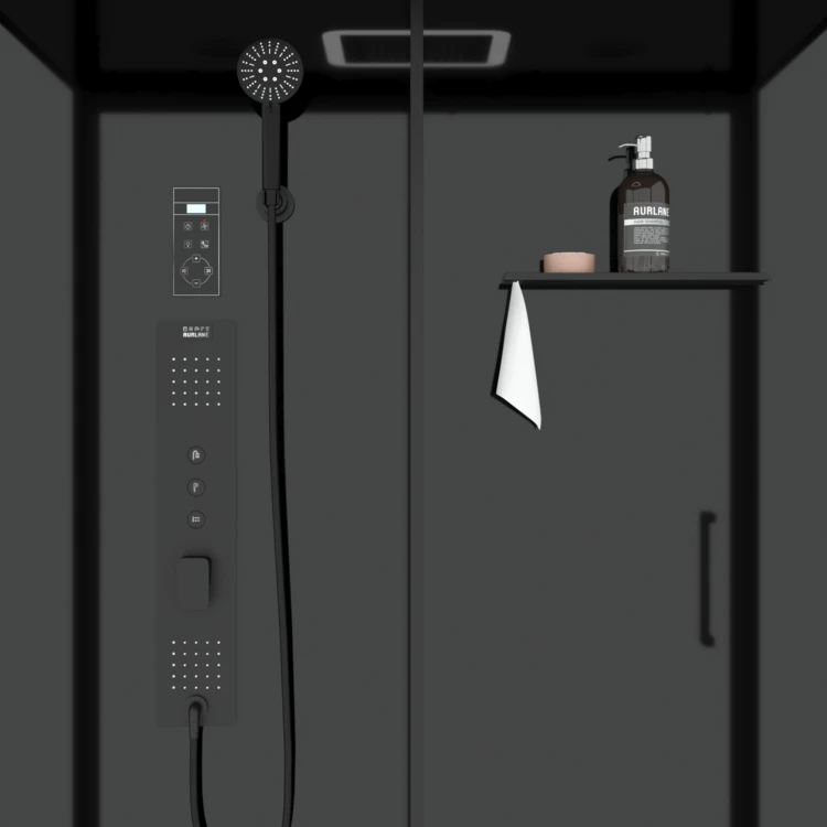 Cabine de douche hydromassante rectangulaire XXL avec porte coulissante et panneau de contrôle tactile