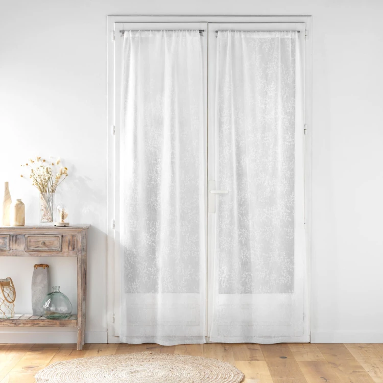 Schlaufen-Store aus gewebtem Voile mit Blattmuster