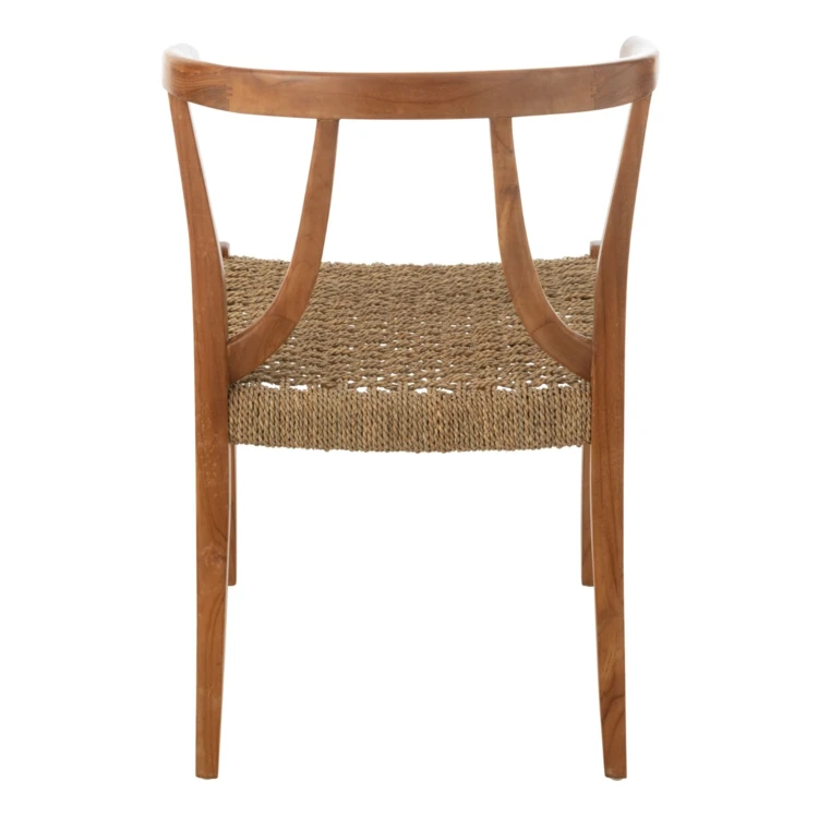 Silla de madera de teca y ratán trenzado