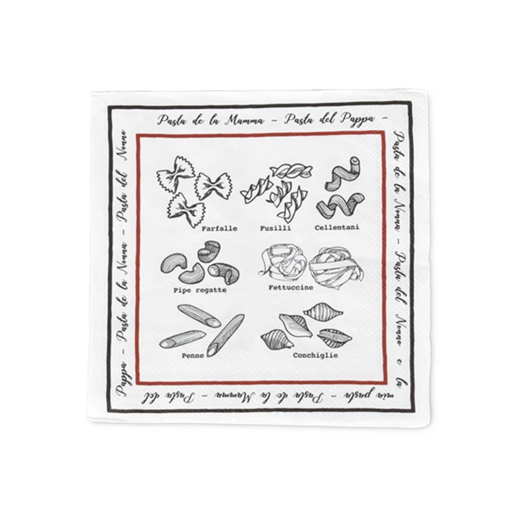 Lot de 20 serviettes en papier motif pâtes
