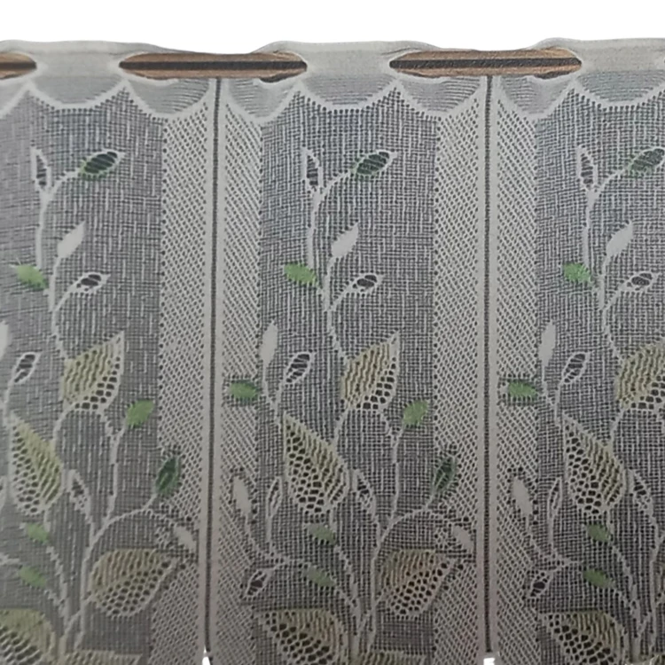 Brise-bise brodé à motifs feuillages