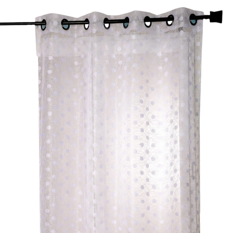 Cortina de organza jacquard bordada com bolinhas
