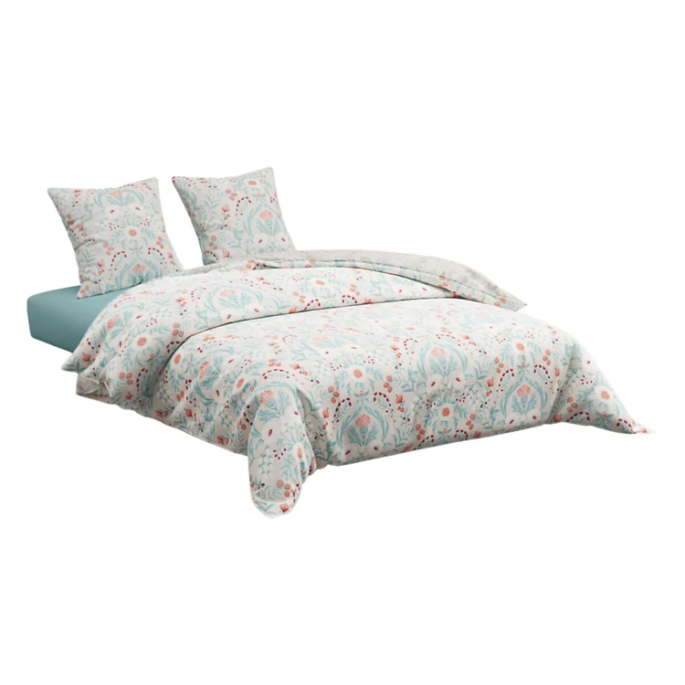 Set da letto a 3 pezzi in cotone reversibile con motivi floreali