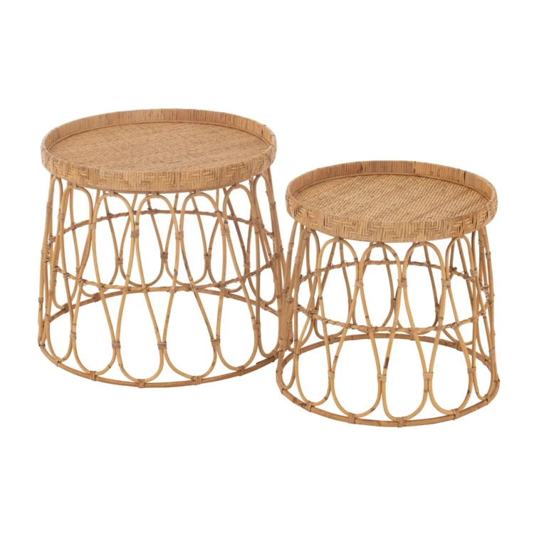 Couchtisch aus Rattan – 2er-Set