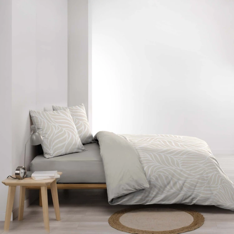 Parure de lit 3 pièces en coton feuille design housse + taies