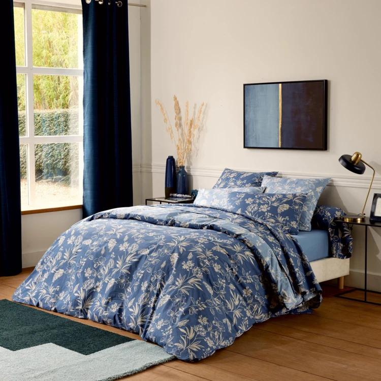 Juego de cama de 2 piezas en percal de algodón con motivo vegetal