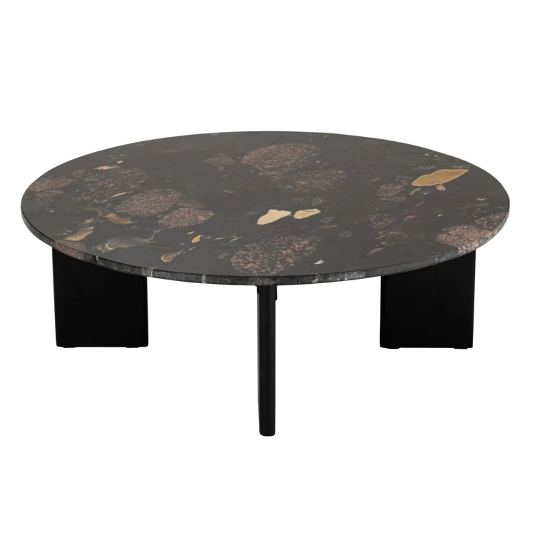 Table basse ronde en pierre effet marbre