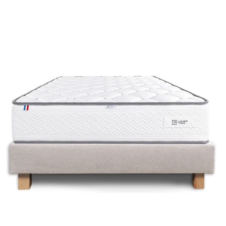 Ensemble matelas mousse 20 cm et sommier beige