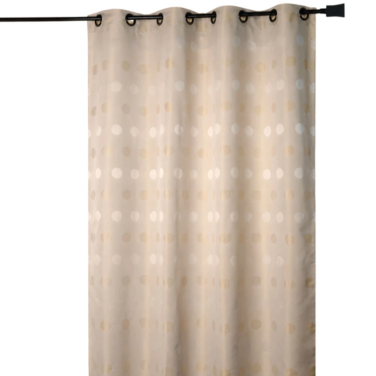 Cortina jacquard com bolinhas tom sobre tom