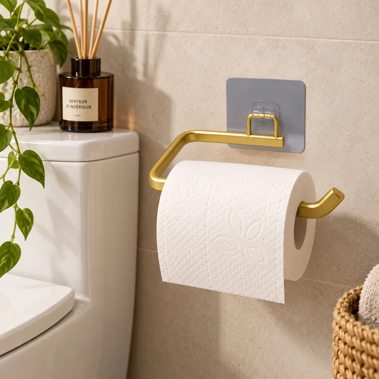 Porte-papier WC adhésif en aluminium sans perçage