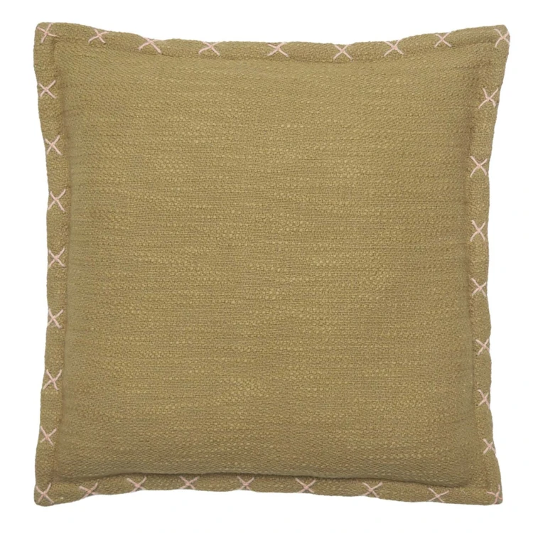 Housse de coussin brodée avec motifs en croix