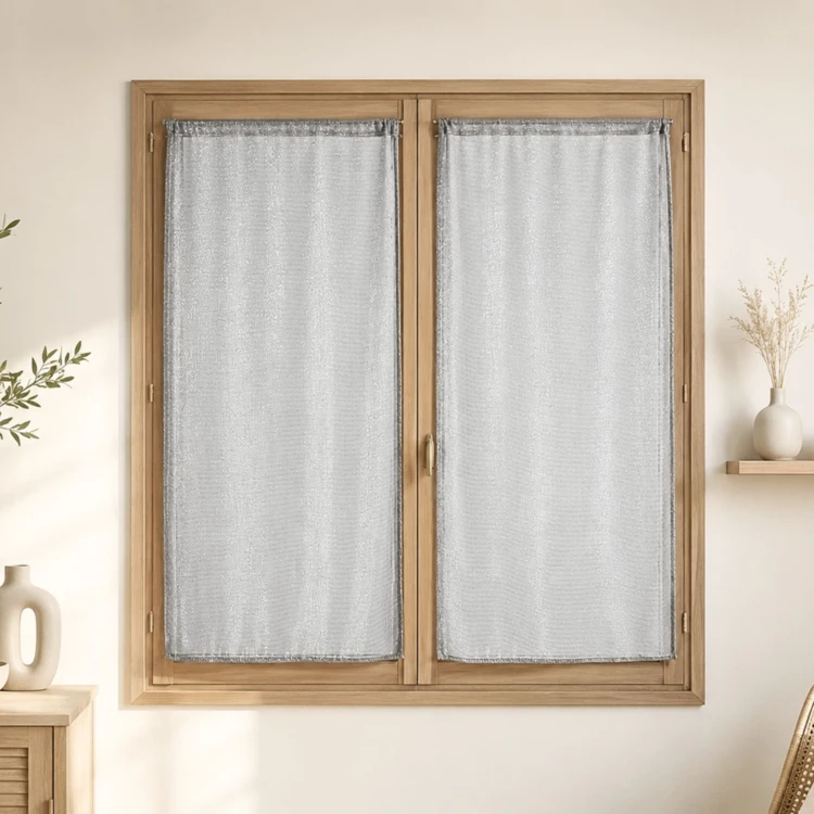 Par de visillos para ventanas con efecto de malla y hilos de lurex