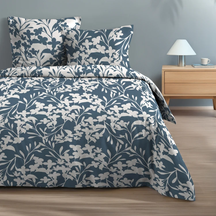 Conjunto de 3 peças de roupa de cama de algodão com estampado floral, capa + fronhas
