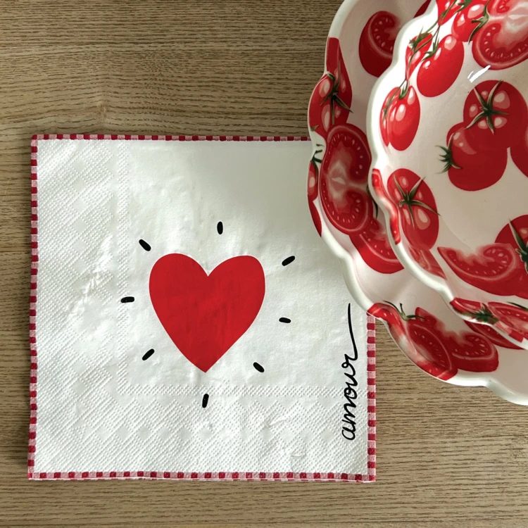 Set mit 20 Papierservietten Herz
