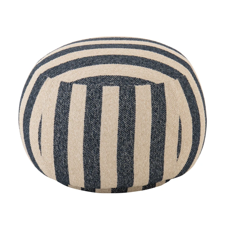 Pouf rond en tissu rayé