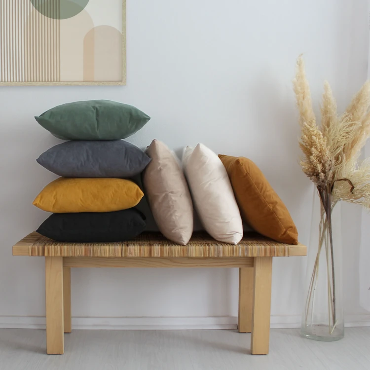 Coussin dehoussable en velours