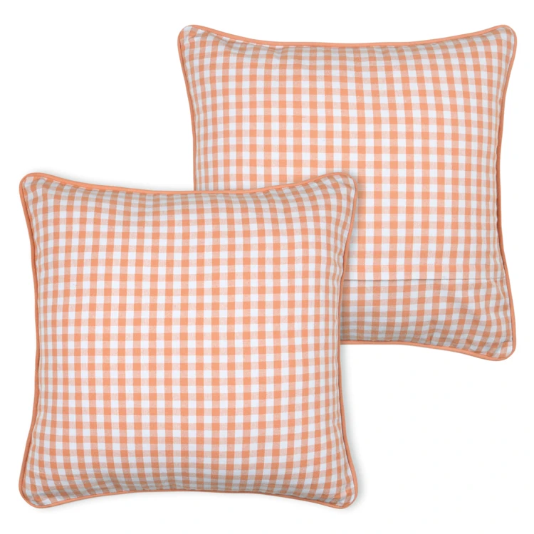 Coussin décoratif motif vichy en polycoton