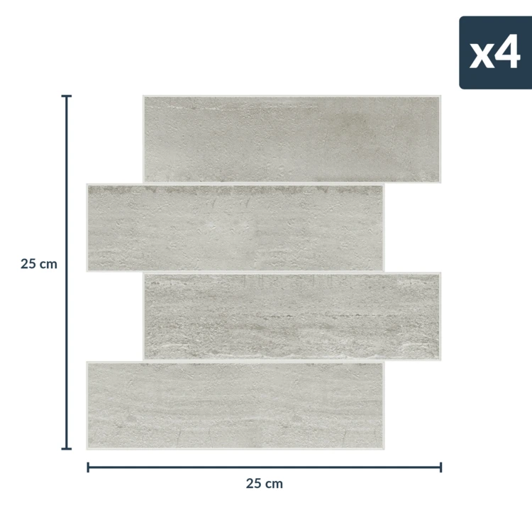 Lot de 4 crédences adhésives murales 3D effet pierre