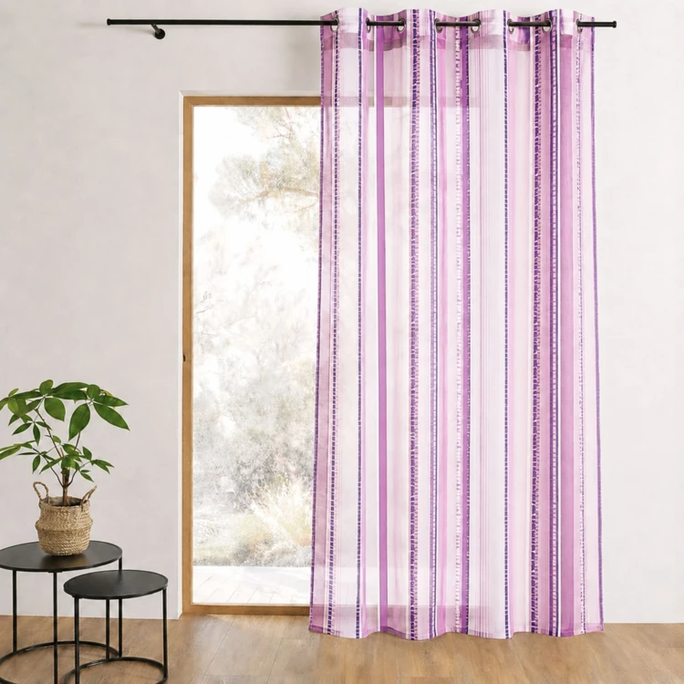 Cortina de organza jacquard con rayas verticales