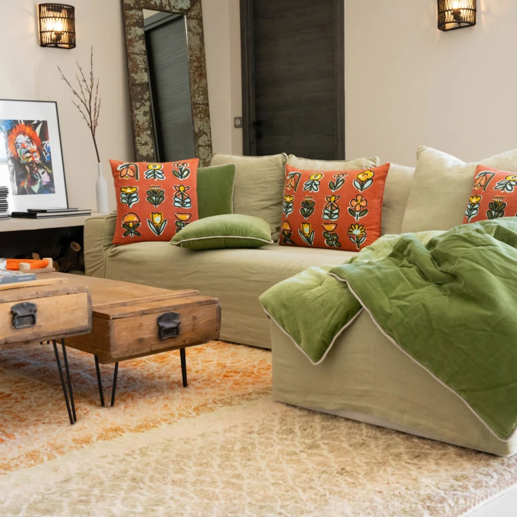 Coussin motif fleur design
