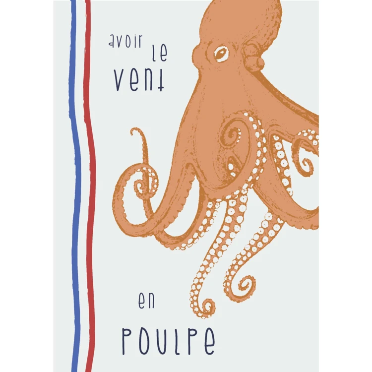 Lot de 3 torchons illustrations marines en coton lavé