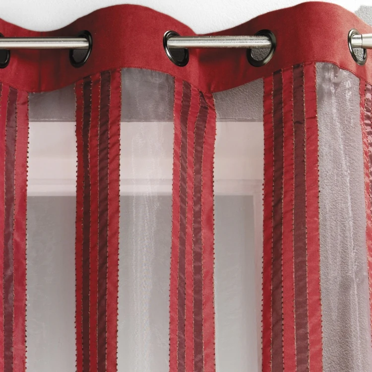 Cortina de organza transparente con rayas verticales